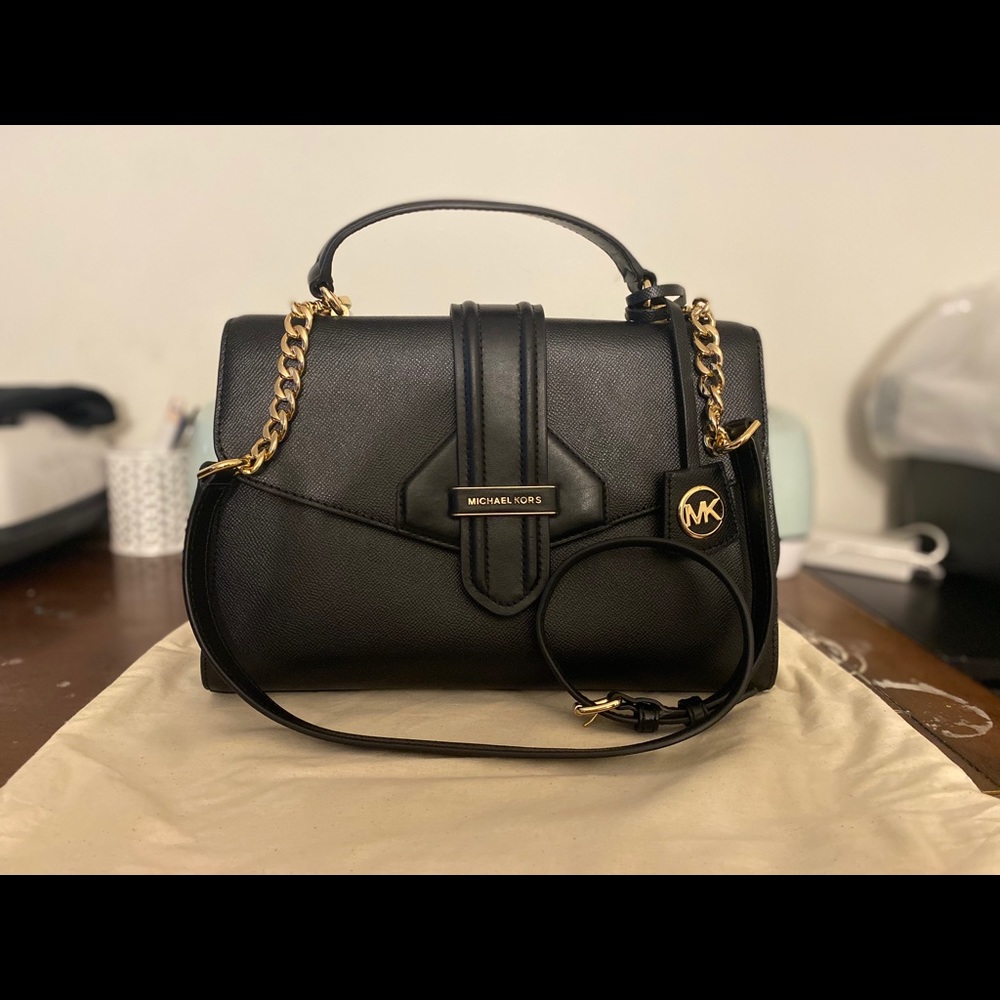 MICHEAL KORS - Bleecker Black Leather Satchel Bag